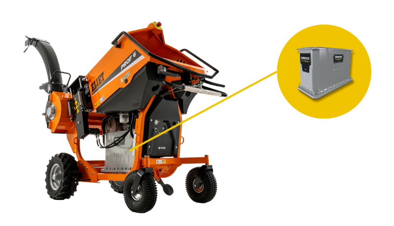 Eliet shredder powered by Vanguard battery