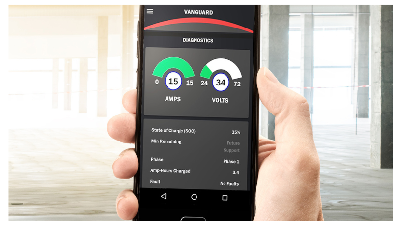 Battery charger feature access your data via app