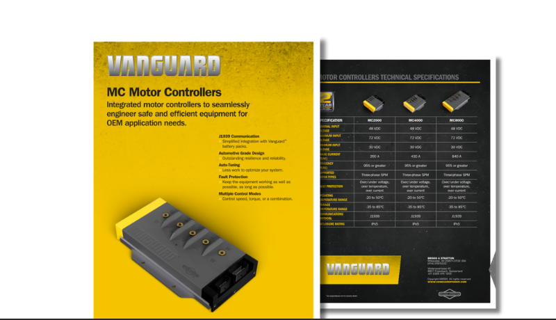 Vanguard battery motor controllers sales sheet