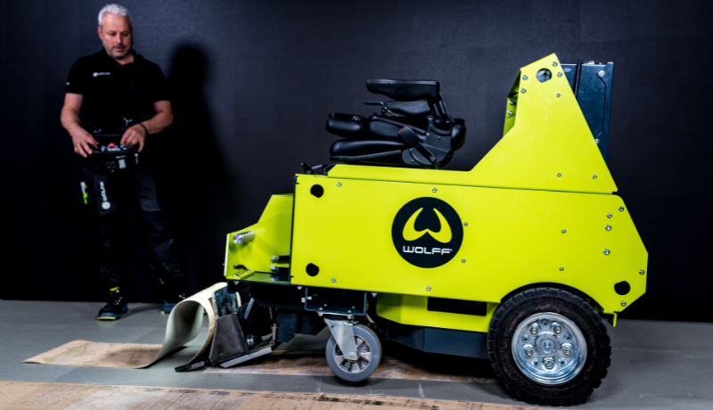 Wolff ride on floor stripper powered by Vanguard battery 48v 5kwh
