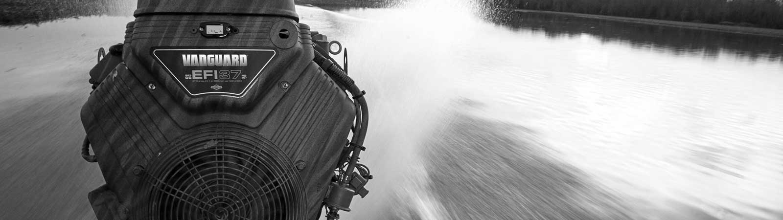 Vanguard engine on the back of a mud boat