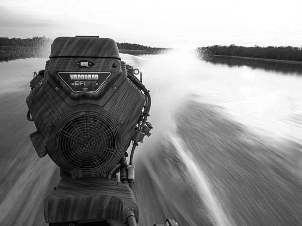 Vanguard engine on the back of a mud boat